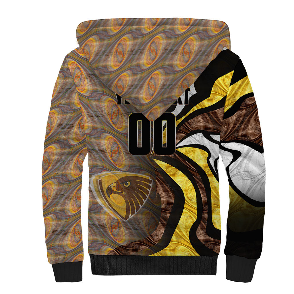 Personalised Hawthorn Hawks Sherpa Hoodie Trippy Psychedelic Abstract Art Mascot Football Fans