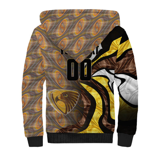 Personalised Hawthorn Hawks Sherpa Hoodie Trippy Psychedelic Abstract Art Mascot Football Fans