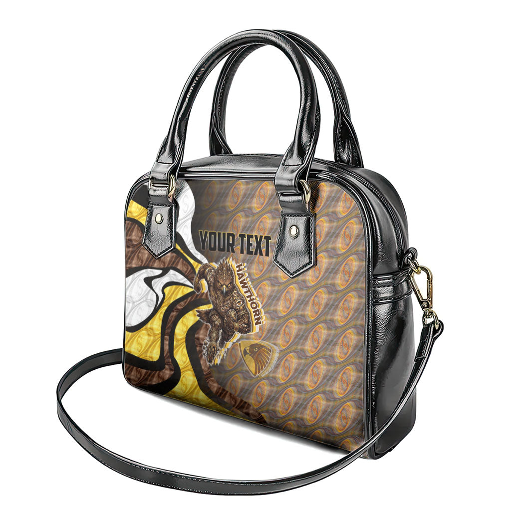 Personalised Hawthorn Hawks Shoulder Handbag Trippy Psychedelic Abstract Art Mascot Football Fans