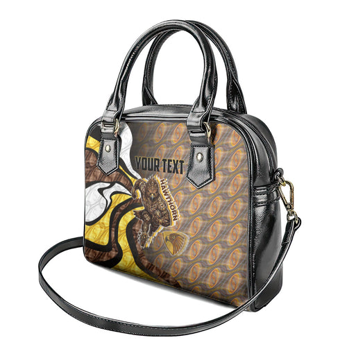 Personalised Hawthorn Hawks Shoulder Handbag Trippy Psychedelic Abstract Art Mascot Football Fans