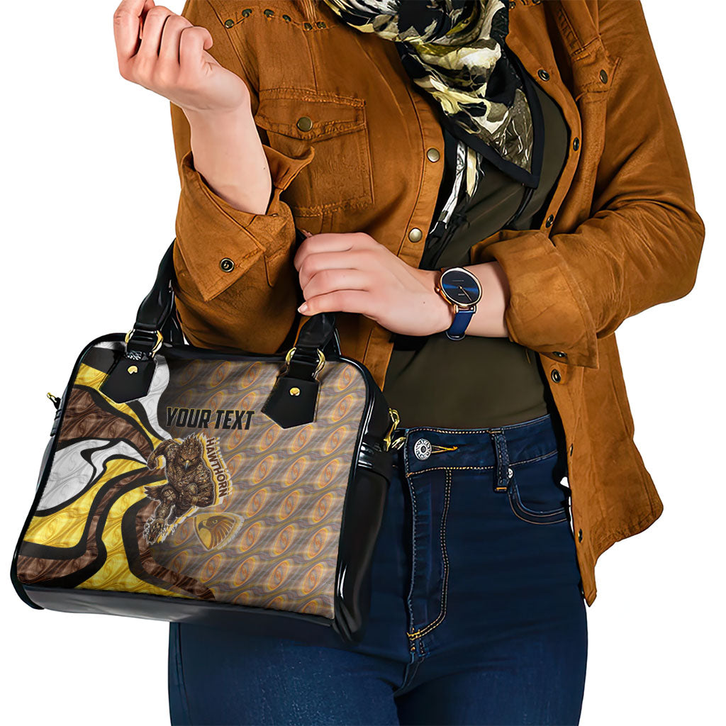 Personalised Hawthorn Hawks Shoulder Handbag Trippy Psychedelic Abstract Art Mascot Football Fans