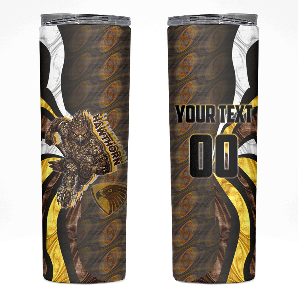 Personalised Hawthorn Hawks Skinny Tumbler Trippy Psychedelic Abstract Art Mascot Football Fans