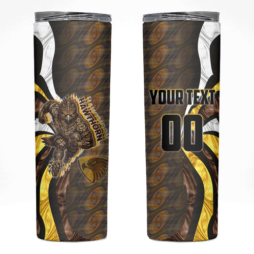 Personalised Hawthorn Hawks Skinny Tumbler Trippy Psychedelic Abstract Art Mascot Football Fans