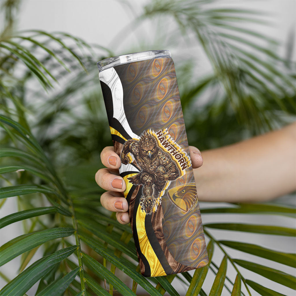 Personalised Hawthorn Hawks Skinny Tumbler Trippy Psychedelic Abstract Art Mascot Football Fans