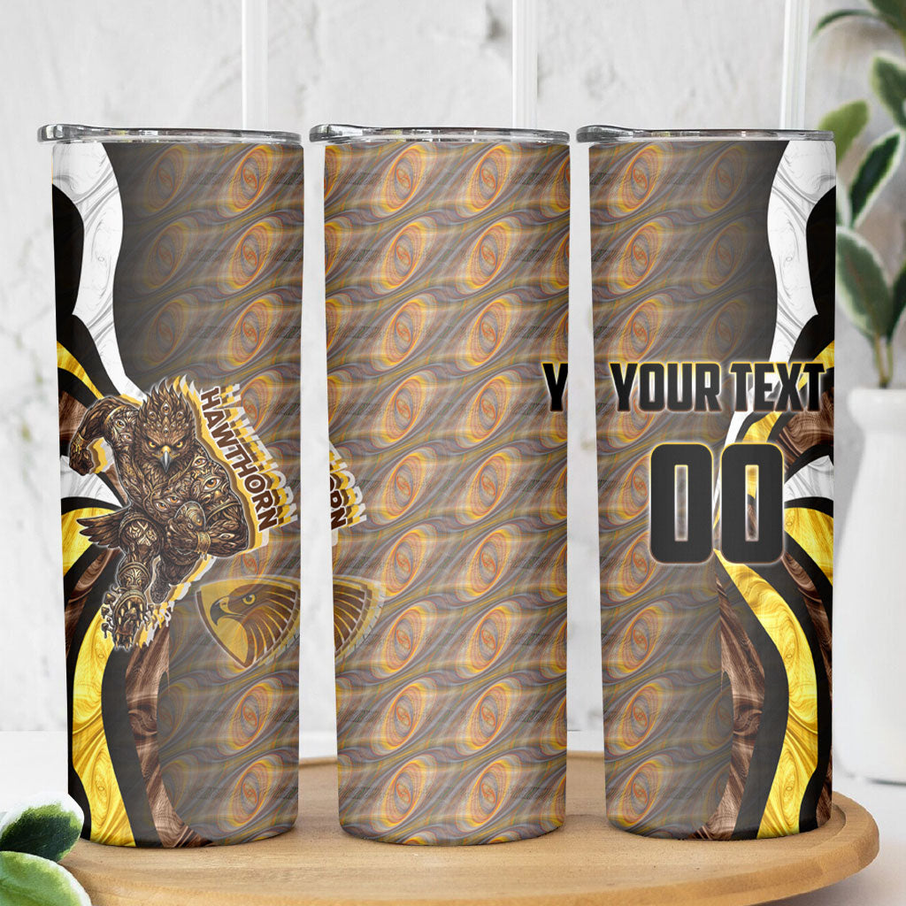 Personalised Hawthorn Hawks Skinny Tumbler Trippy Psychedelic Abstract Art Mascot Football Fans