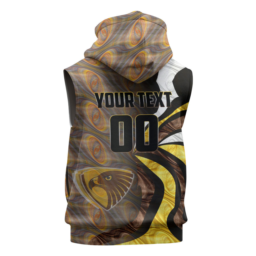 Personalised Hawthorn Hawks Sleeveless Hoodie Trippy Psychedelic Abstract Art Mascot Football Fans