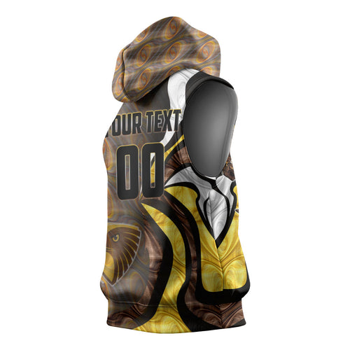 Personalised Hawthorn Hawks Sleeveless Hoodie Trippy Psychedelic Abstract Art Mascot Football Fans
