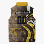 Personalised Hawthorn Hawks Sleeveless Puffer Jacket Trippy Psychedelic Abstract Art Mascot Football Fans