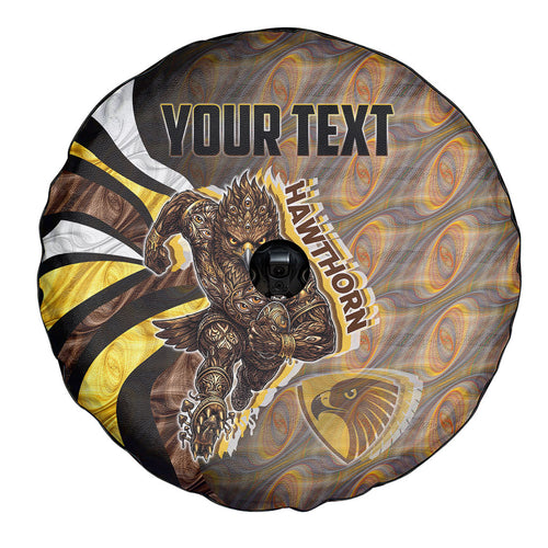 Personalised Hawthorn Hawks Spare Tire Cover Trippy Psychedelic Abstract Art Mascot Football Fans