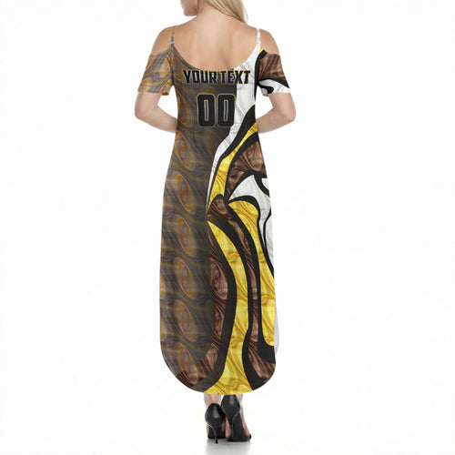 Personalised Hawthorn Hawks Summer Maxi Dress Trippy Psychedelic Abstract Art Mascot Football Fans