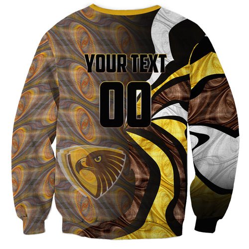 Personalised Hawthorn Hawks Sweatshirt Trippy Psychedelic Abstract Art Mascot Football Fans