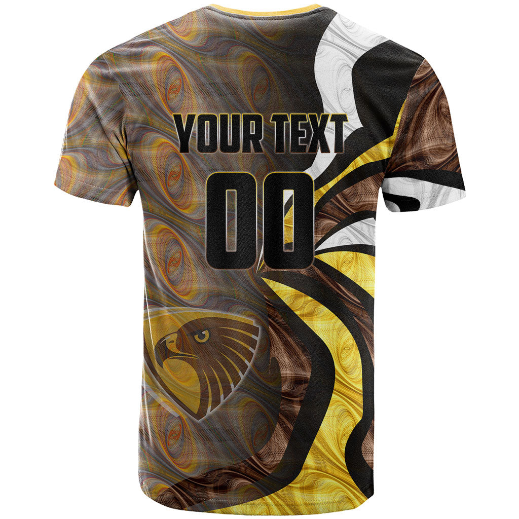 Personalised Hawthorn Hawks T Shirt Trippy Psychedelic Abstract Art Mascot Football Fans