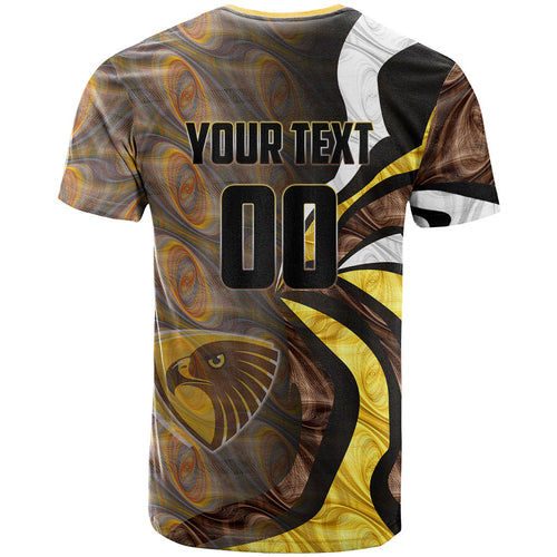 Personalised Hawthorn Hawks T Shirt Trippy Psychedelic Abstract Art Mascot Football Fans