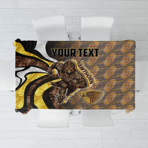 Personalised Hawthorn Hawks Tablecloth Trippy Psychedelic Abstract Art Mascot Football Fans