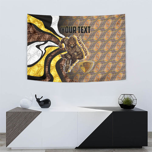 Personalised Hawthorn Hawks Tapestry Trippy Psychedelic Abstract Art Mascot Football Fans