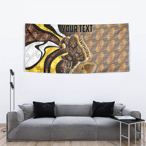 Personalised Hawthorn Hawks Tapestry Trippy Psychedelic Abstract Art Mascot Football Fans