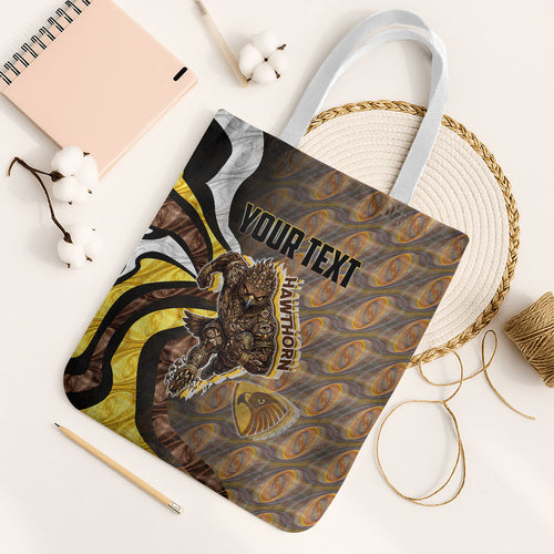 Personalised Hawthorn Hawks Tote Bag Trippy Psychedelic Abstract Art Mascot Football Fans