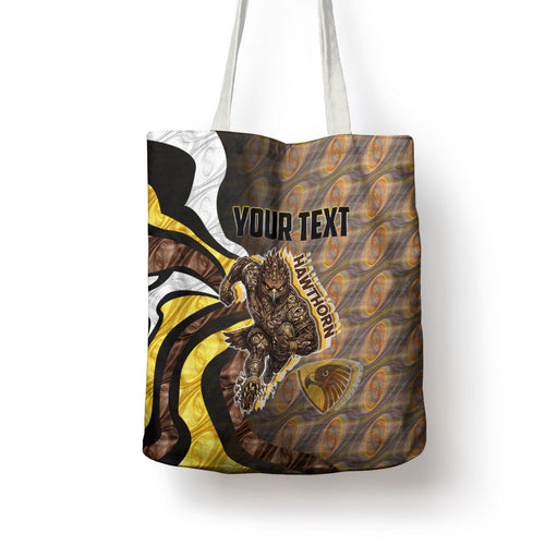 Personalised Hawthorn Hawks Tote Bag Trippy Psychedelic Abstract Art Mascot Football Fans