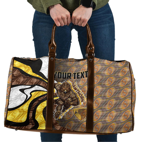 Personalised Hawthorn Hawks Travel Bag Trippy Psychedelic Abstract Art Mascot Football Fans