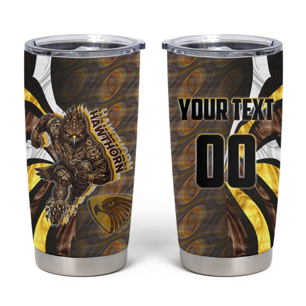 Personalised Hawthorn Hawks Tumbler Cup Trippy Psychedelic Abstract Art Mascot Football Fans