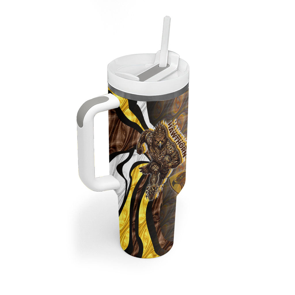 Personalised Hawthorn Hawks Tumbler With Handle Trippy Psychedelic Abstract Art Mascot Football Fans