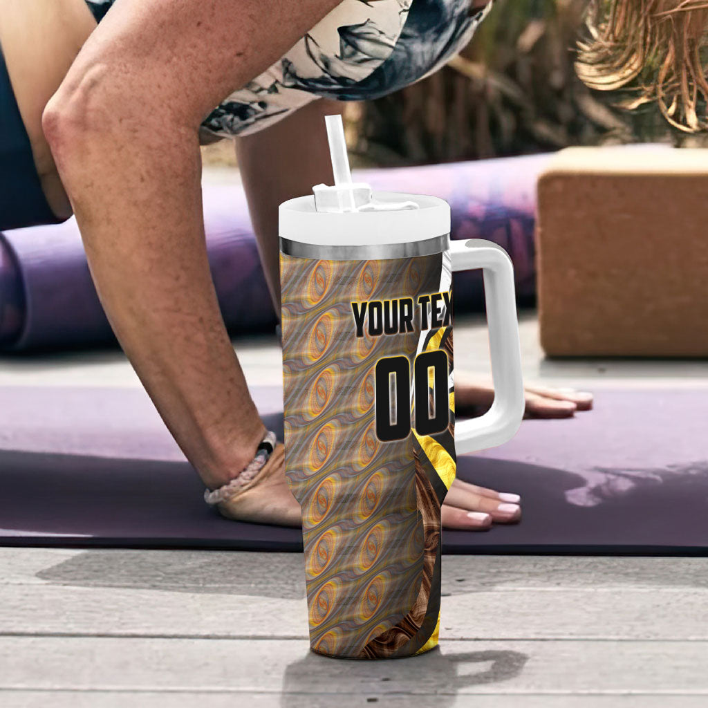Personalised Hawthorn Hawks Tumbler With Handle Trippy Psychedelic Abstract Art Mascot Football Fans