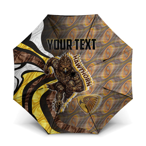 Personalised Hawthorn Hawks Umbrella Trippy Psychedelic Abstract Art Mascot Football Fans