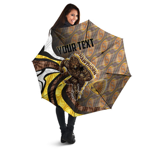Personalised Hawthorn Hawks Umbrella Trippy Psychedelic Abstract Art Mascot Football Fans