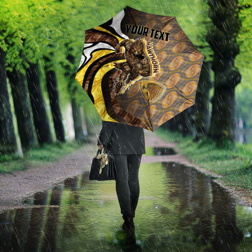 Personalised Hawthorn Hawks Umbrella Trippy Psychedelic Abstract Art Mascot Football Fans