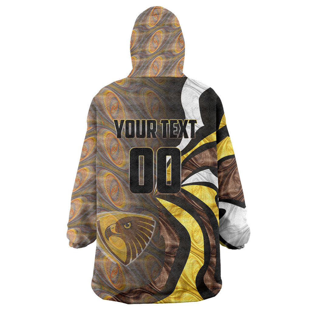 Personalised Hawthorn Hawks Wearable Blanket Hoodie Trippy Psychedelic Abstract Art Mascot Football Fans