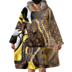 Personalised Hawthorn Hawks Wearable Blanket Hoodie Trippy Psychedelic Abstract Art Mascot Football Fans