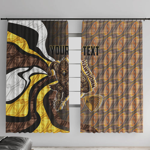 Personalised Hawthorn Hawks Window Curtain Trippy Psychedelic Abstract Art Mascot Football Fans