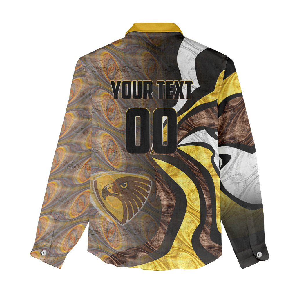 Personalised Hawthorn Hawks Women Casual Shirt Trippy Psychedelic Abstract Art Mascot Football Fans