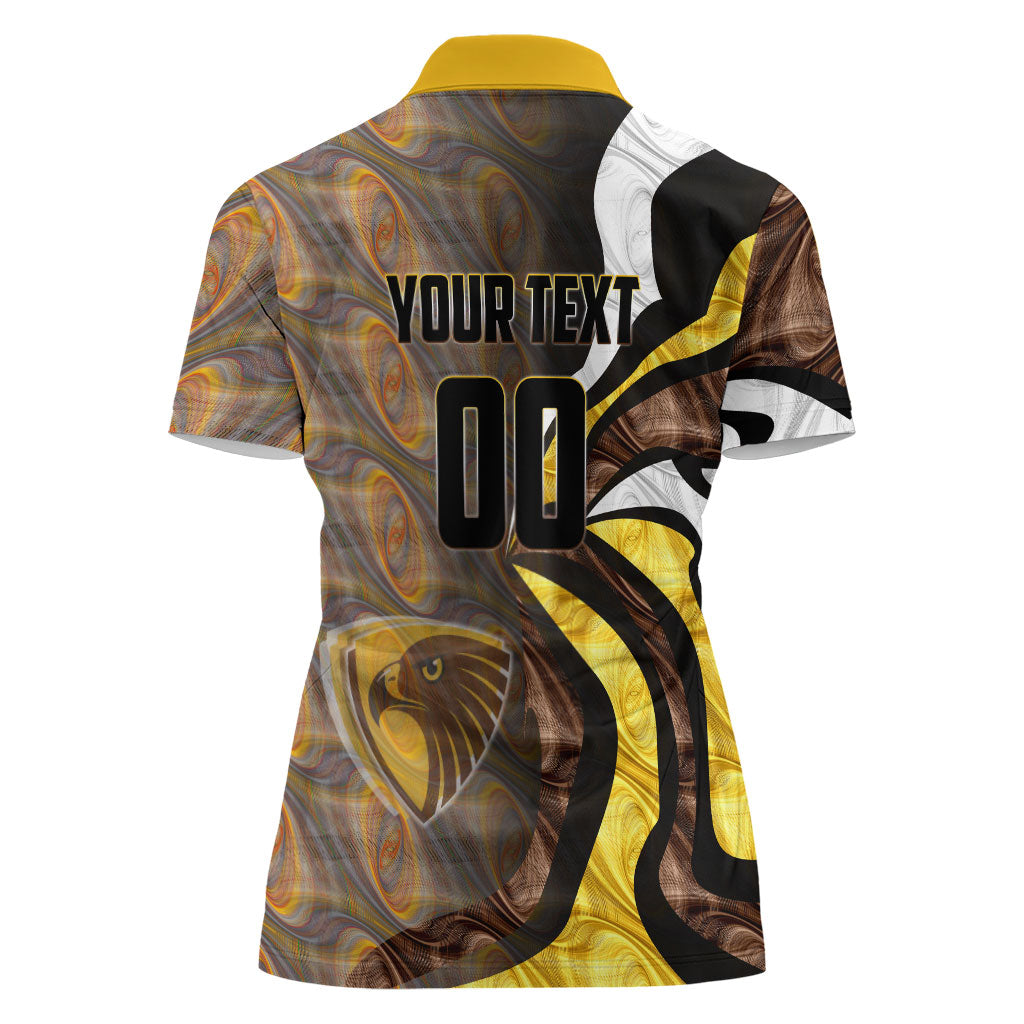 Personalised Hawthorn Hawks Women Polo Shirt Trippy Psychedelic Abstract Art Mascot Football Fans