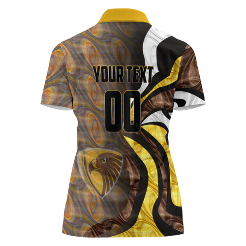 Personalised Hawthorn Hawks Women Polo Shirt Trippy Psychedelic Abstract Art Mascot Football Fans