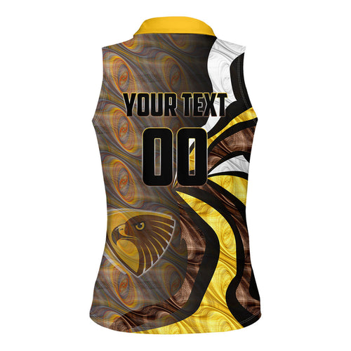 Personalised Hawthorn Hawks Women Sleeveless Polo Shirt Trippy Psychedelic Abstract Art Mascot Football Fans