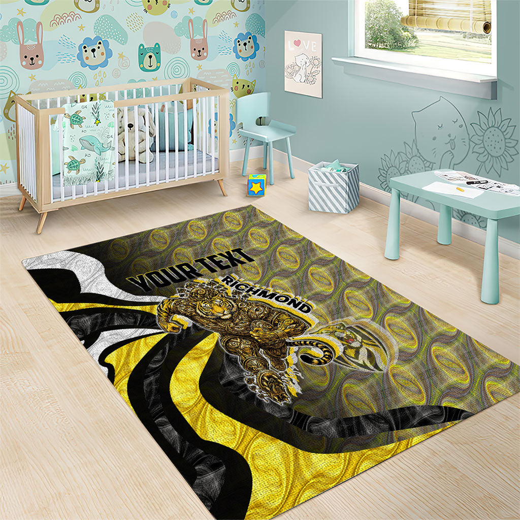 Personalised Richmond Tigers Area Rug Trippy Psychedelic Abstract Art Mascot Football Fans