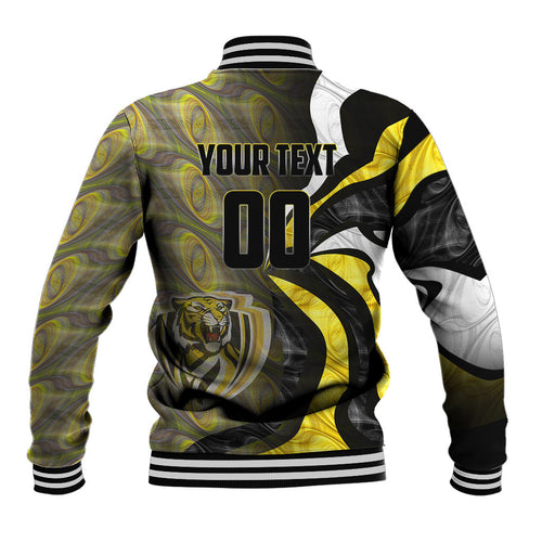 Personalised Richmond Tigers Baseball Jacket Trippy Psychedelic Abstract Art Mascot Football Fans