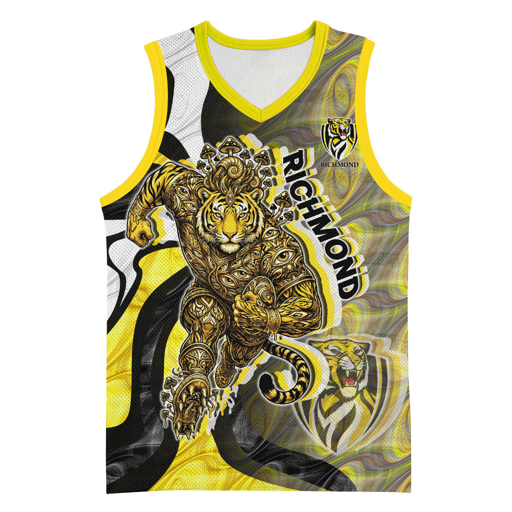 Personalised Richmond Tigers Basketball Jersey Trippy Psychedelic Abstract Art Mascot Football Fans