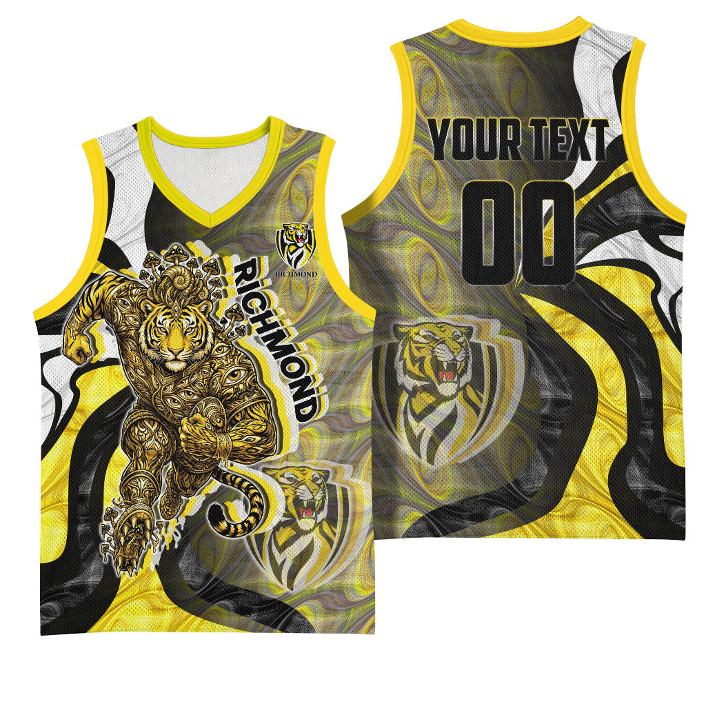 Personalised Richmond Tigers Basketball Jersey Trippy Psychedelic Abstract Art Mascot Football Fans