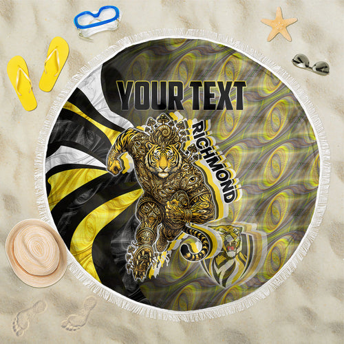 Personalised Richmond Tigers Beach Blanket Trippy Psychedelic Abstract Art Mascot Football Fans