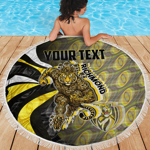 Personalised Richmond Tigers Beach Blanket Trippy Psychedelic Abstract Art Mascot Football Fans