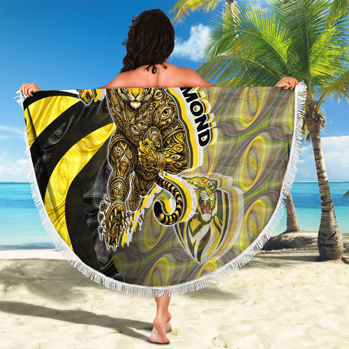 Personalised Richmond Tigers Beach Blanket Trippy Psychedelic Abstract Art Mascot Football Fans