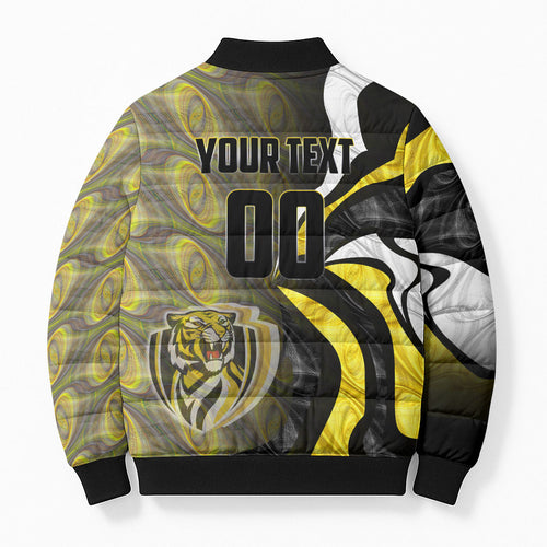Personalised Richmond Tigers Bomber Puffer Jacket Trippy Psychedelic Abstract Art Mascot Football Fans