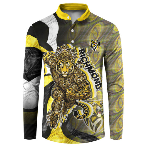 Personalised Richmond Tigers Button Sweatshirt Trippy Psychedelic Abstract Art Mascot Football Fans