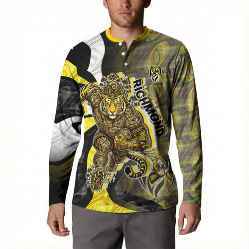 Personalised Richmond Tigers Button Sweatshirt Trippy Psychedelic Abstract Art Mascot Football Fans