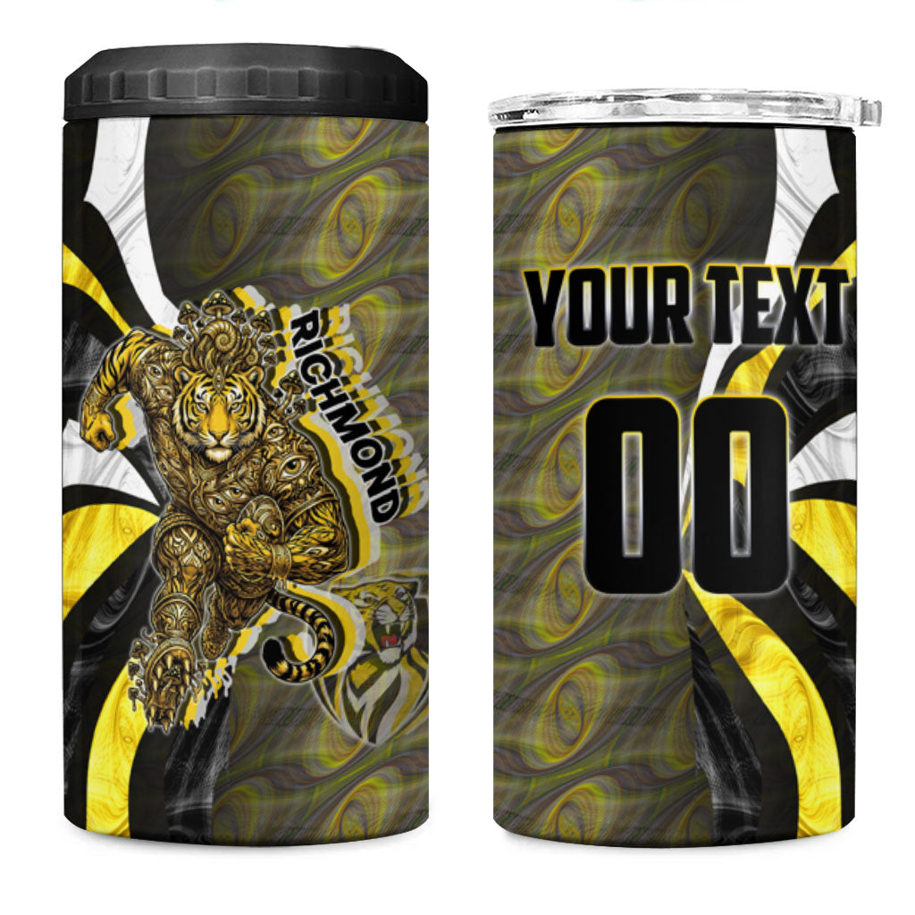 Personalised Richmond Tigers 4 in 1 Can Cooler Tumbler Trippy Psychedelic Abstract Art Mascot Football Fans