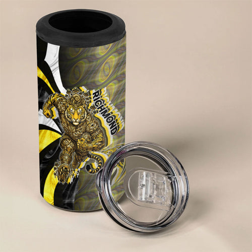 Personalised Richmond Tigers 4 in 1 Can Cooler Tumbler Trippy Psychedelic Abstract Art Mascot Football Fans