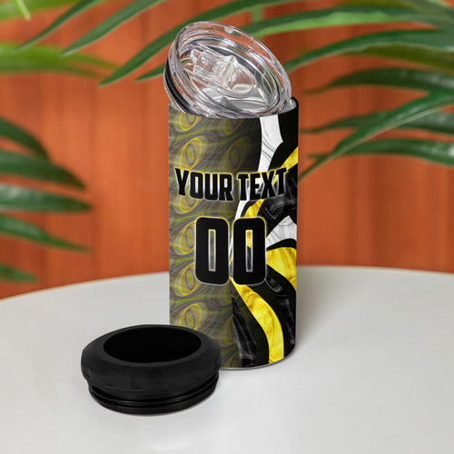 Personalised Richmond Tigers 4 in 1 Can Cooler Tumbler Trippy Psychedelic Abstract Art Mascot Football Fans
