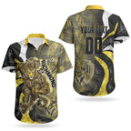 Personalised Richmond Tigers Couples Matching Off Shoulder Maxi Dress and Hawaiian Shirt Trippy Psychedelic Abstract Art Mascot Football Fans